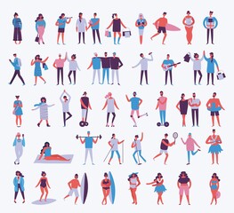 Fototapeta na wymiar Set of vector illustrations of different activities people