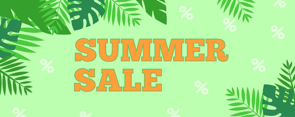 Summer sale banner. Illustration in flat style.