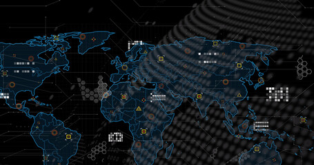 Image of data processing over black background