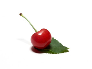 Ripe cherry fruit closeup isolated on a white background