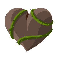 Art with thorned bindweed around stone heart