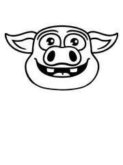 Kopf glückliches Schwein Comic 