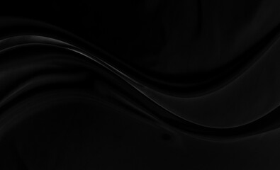 Black gray satin dark fabric texture luxurious shiny that is abstract silk cloth background with patterns soft waves blur beautiful.