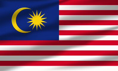 Vector Malaysia Flag Waving Realistic Flowing Flags