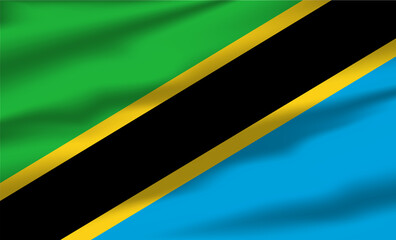 Vector Tanzania Flag Waving Realistic Flowing Flags