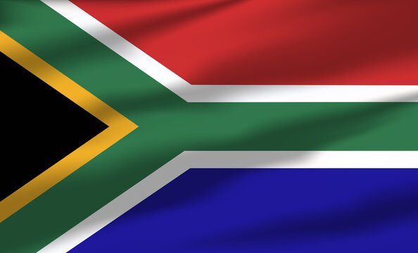 Vector South Africa Flag Waving Realistic Flowing Flags