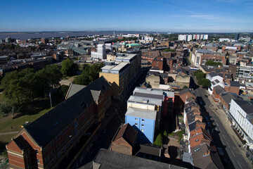 Obraz premium aerial view of Kingston upon Hull city centre
