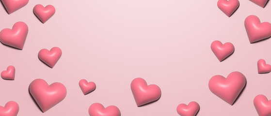 3d hearts with shadow isolated on light background. Symbol of love for Happy Women's, Mother's, Valentine's Day, birthday greeting card design