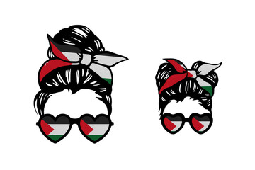 Family clip art in colors of national flag on white background. Jordan