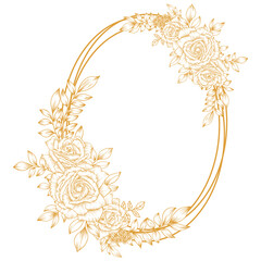 outline flower gold frame decoration