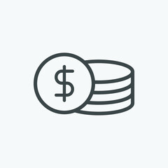 Dollar coin vector icon. Isolated business and finance icon vector design. Designed for web and app design interfaces.