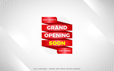 Grand opening sale poster, sale banner design template with 3d editable text effect