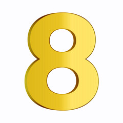 Number 8 Vector Gold Gradient Color Free Vector Png