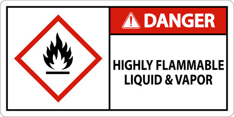Danger Highly Flammable Liquid and Vapor GHS Sign