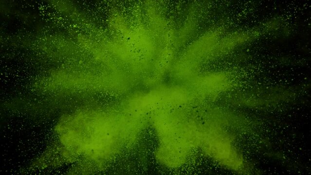 Super slow motion shot of color powder explosion isolated on black background. Filmed on high speed cinema camera at 1000fps