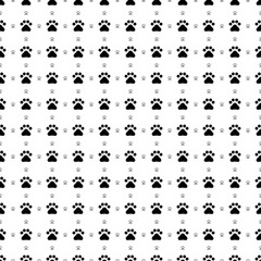 Square seamless background pattern from geometric shapes are different sizes and opacity. The pattern is evenly filled with big black pet symbols. Vector illustration on white background