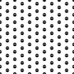 Square seamless background pattern from geometric shapes. The pattern is evenly filled with big black masked face symbols. Vector illustration on white background