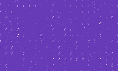 Seamless background pattern of evenly spaced white table lamp symbols of different sizes and opacity. Vector illustration on deep purple background with stars