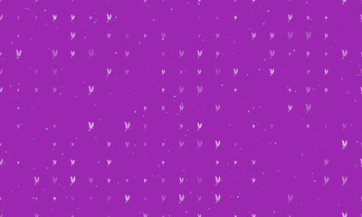 Seamless background pattern of evenly spaced white wheat symbols of different sizes and opacity. Vector illustration on purple background with stars