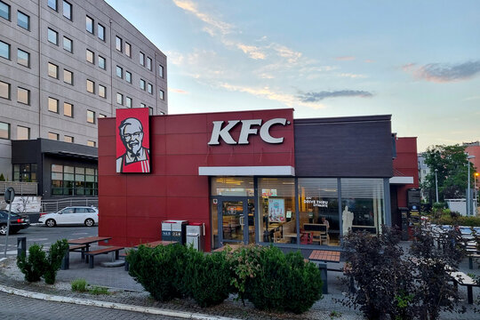 Wroclaw, Poland, May 04, 2022: KFC restaurant chain. An international chain of catering restaurants specializing in chicken dishes. Kentucky Fried Chicken is the world's second largest restaurant