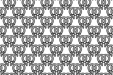 Seamless pattern completely filled with outlines of homosexual symbols. Elements are evenly spaced. Vector illustration on white background