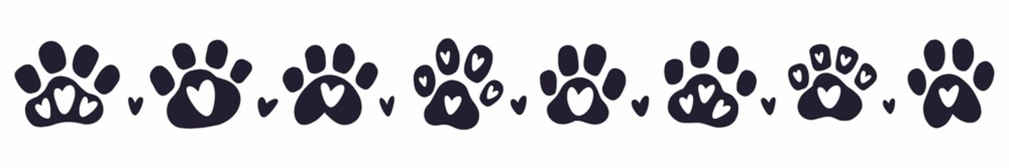 Obraz premium Vector children's pattern of hand-drawn paw prints of cats and dogs