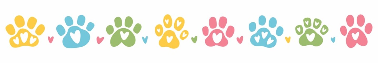 Vector children's pattern of hand-drawn paw prints of cats and dogs © Abundzu