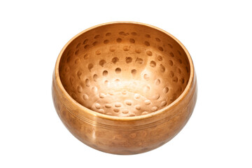 Golden singing bowl from copper with spotted design, object for ayurveda sound healing therapy...