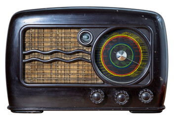 Old fashion style vintage radio on white.