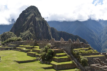 Machu Picchu and the mountains of the Sacred Urubamba Valley in Peru