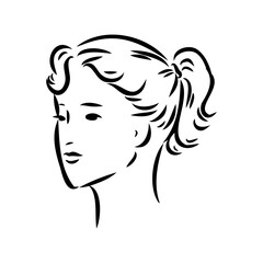 Black and white retro fashion model in sketch style. Hand drawn vector illustration