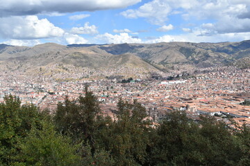 Fototapeta na wymiar The view over Cusco from the Old Incan ruins of Saqsaywaman in Peru