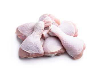 Raw chicken legs isolated on white