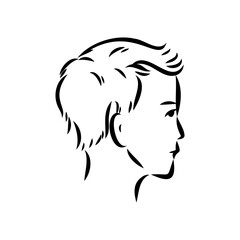Black and white retro fashion model in sketch style. Hand drawn vector illustration