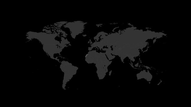 All countries on earth light up in alphabetical order.