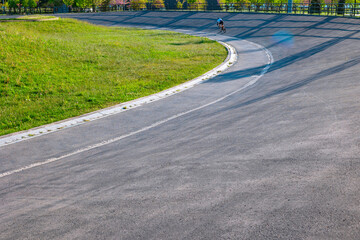 Cycle-racing track in the park. Healthy lifestyle or sport or recreation concept