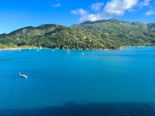 An aerial view of Labadee a Royal Caribbean Cruise Lines private beach area in Haiti.