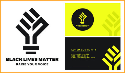 Black lives matter logo or protest logo vector with business card design