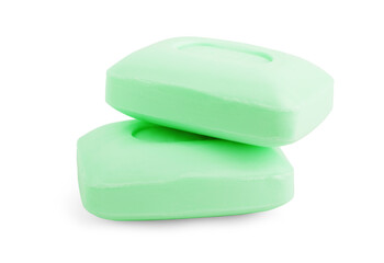 Pieces of soap isolated on white background.
