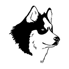 Black and white retro fashion model in sketch style. Hand drawn vector illustration