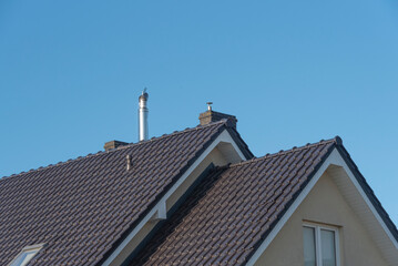 Fototapeta na wymiar Dach z kominami