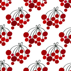 Red berries. Fruity seamless pattern. Bright background.