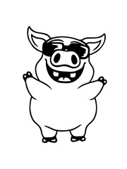 Fototapeta premium Cool Sonnenbrille Schwein Comic 