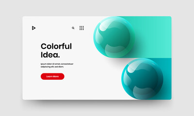 Colorful website screen design vector template. Isolated realistic balls placard concept.