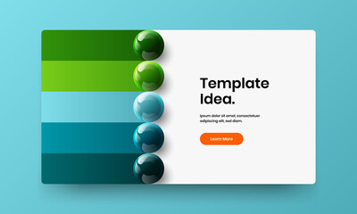 Simple 3D spheres landing page illustration. Vivid company identity design vector concept.