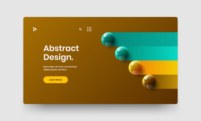 Geometric website vector design illustration. Colorful 3D balls journal cover layout.