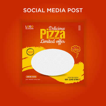 Delicious Pizza Banner Social Media Post Template