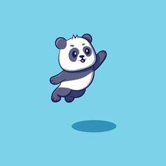 Happy cute baby playful panda jumping  illustration premium vector 
