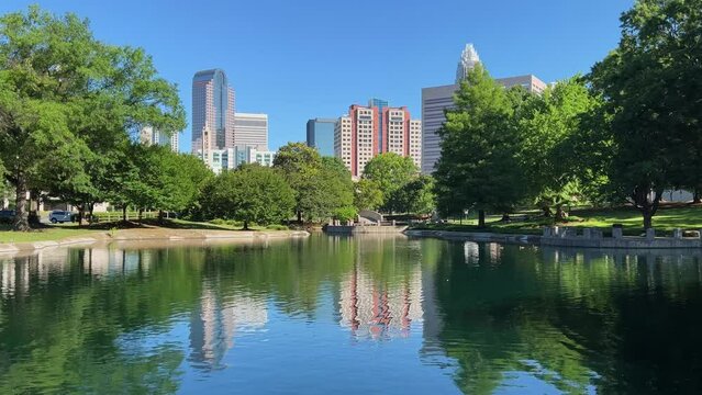 View of the Charlotte, NC skyline as seen from Marshall Park