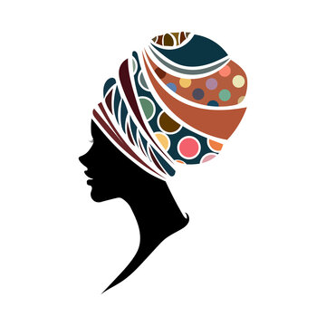 recommend clip art: African girl silhouette, traditional fashion. vector image